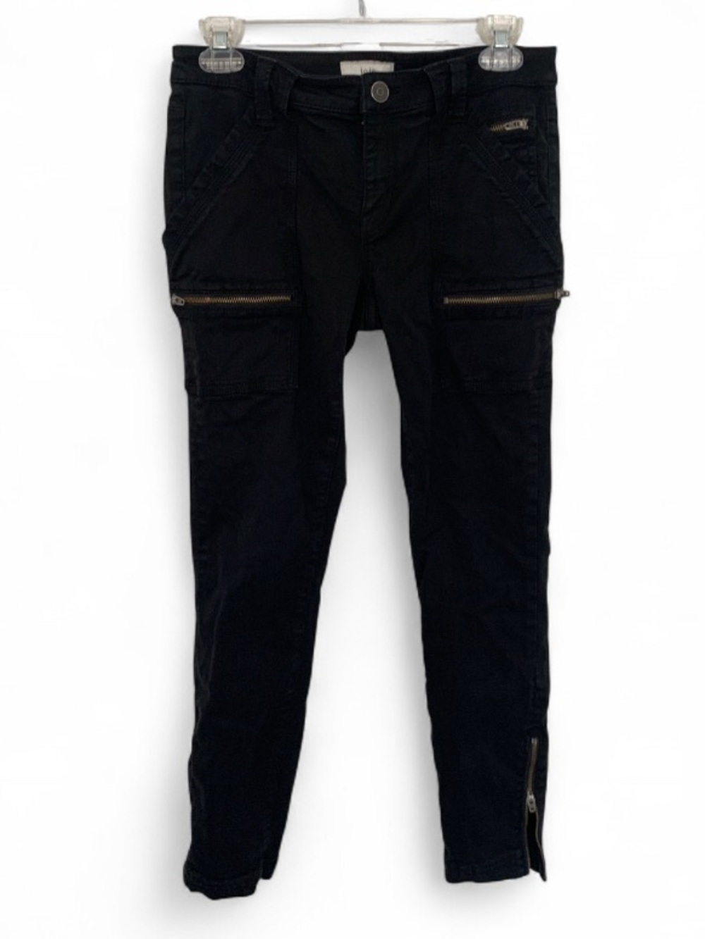 Joie Park Black Skinny Cargo Jeans with Zip Details